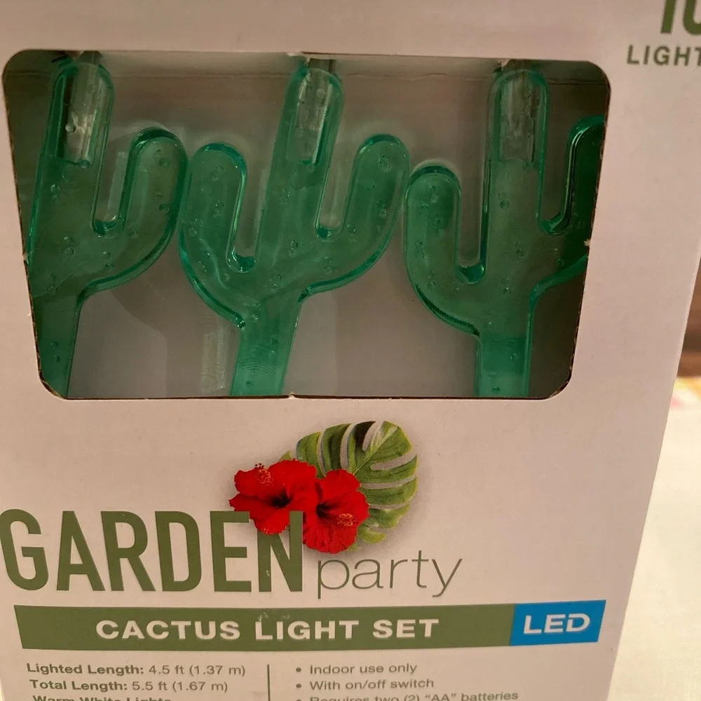 Cactus String Lights, Set of 2, 5.5 Feet, Warm White LED Lights, Cactus Lights